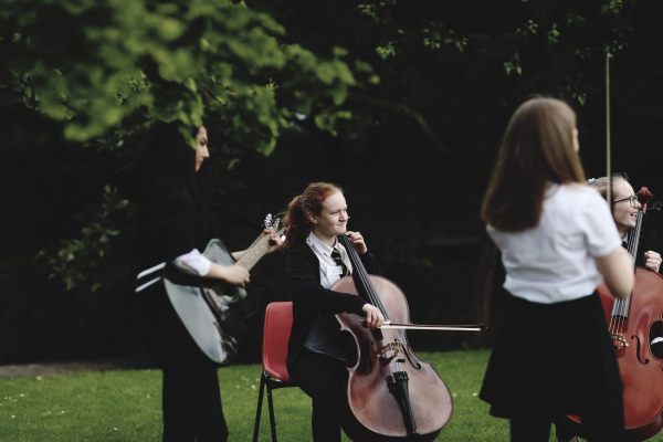 School children with instruments